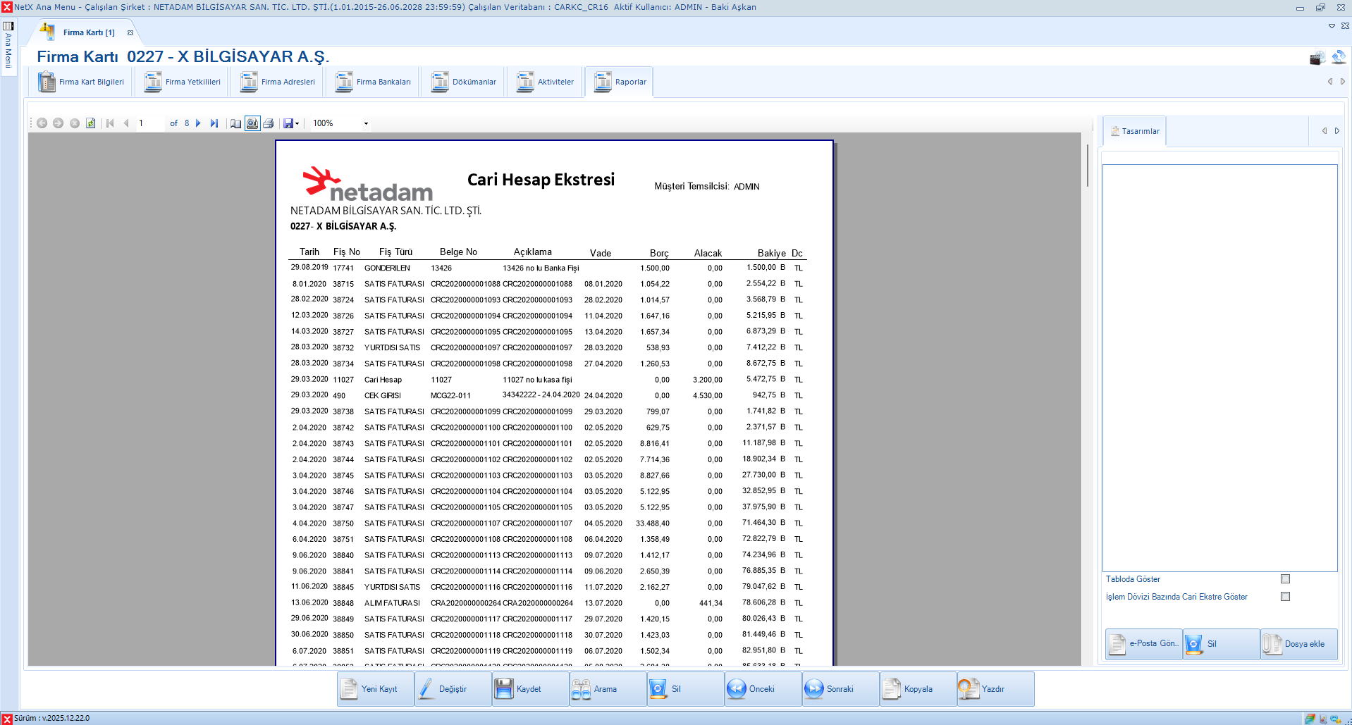 Cari hesap ekstresi örneği PDF ve Excel formatında