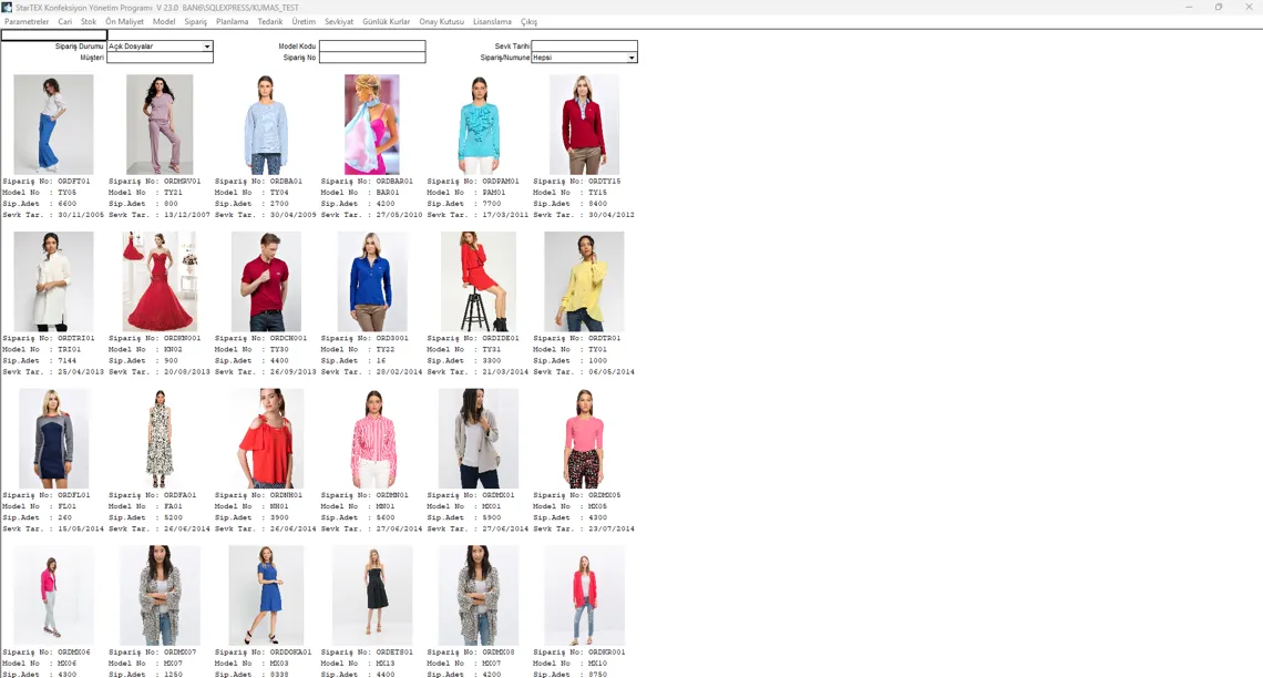 Konfeksiyon Siparişleri Resimli Masaüstü Ekranı