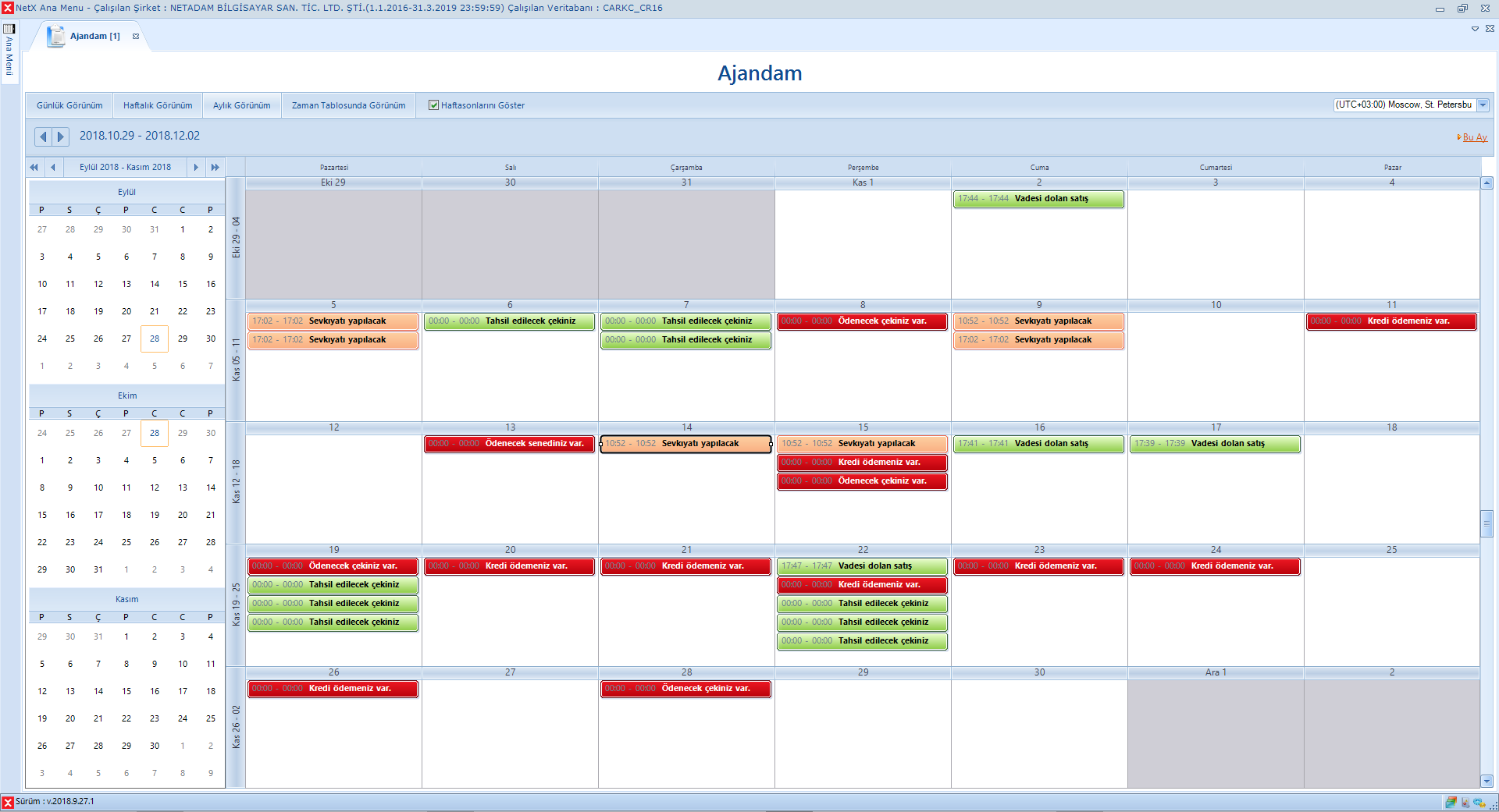 Şirket Ödeme ve Tahsil Ajandası