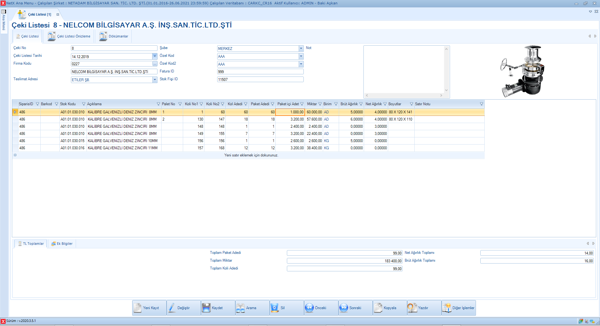 Çeki Listesi Girişi