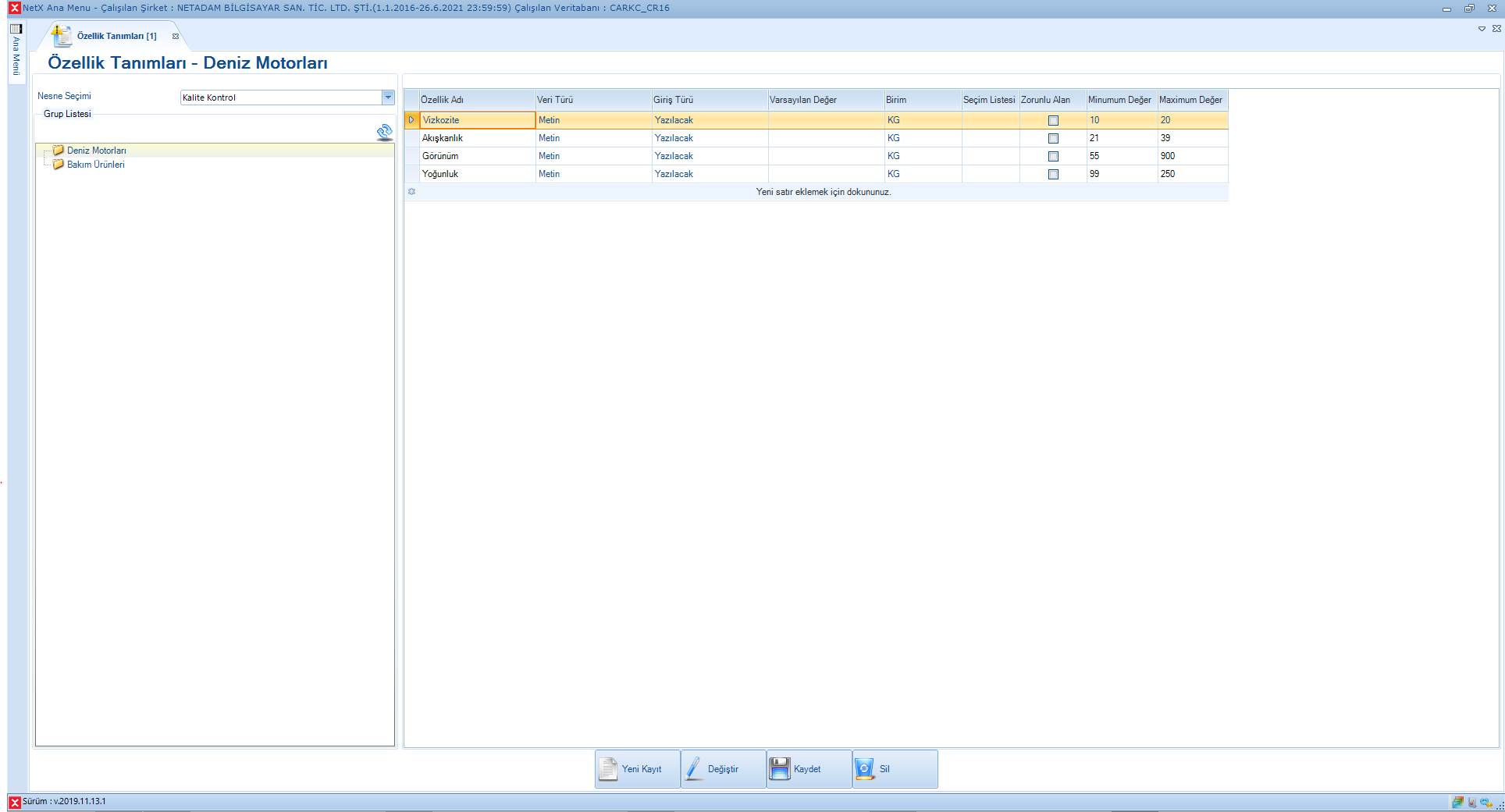 Kalite Kontrol Yeri Tanımları