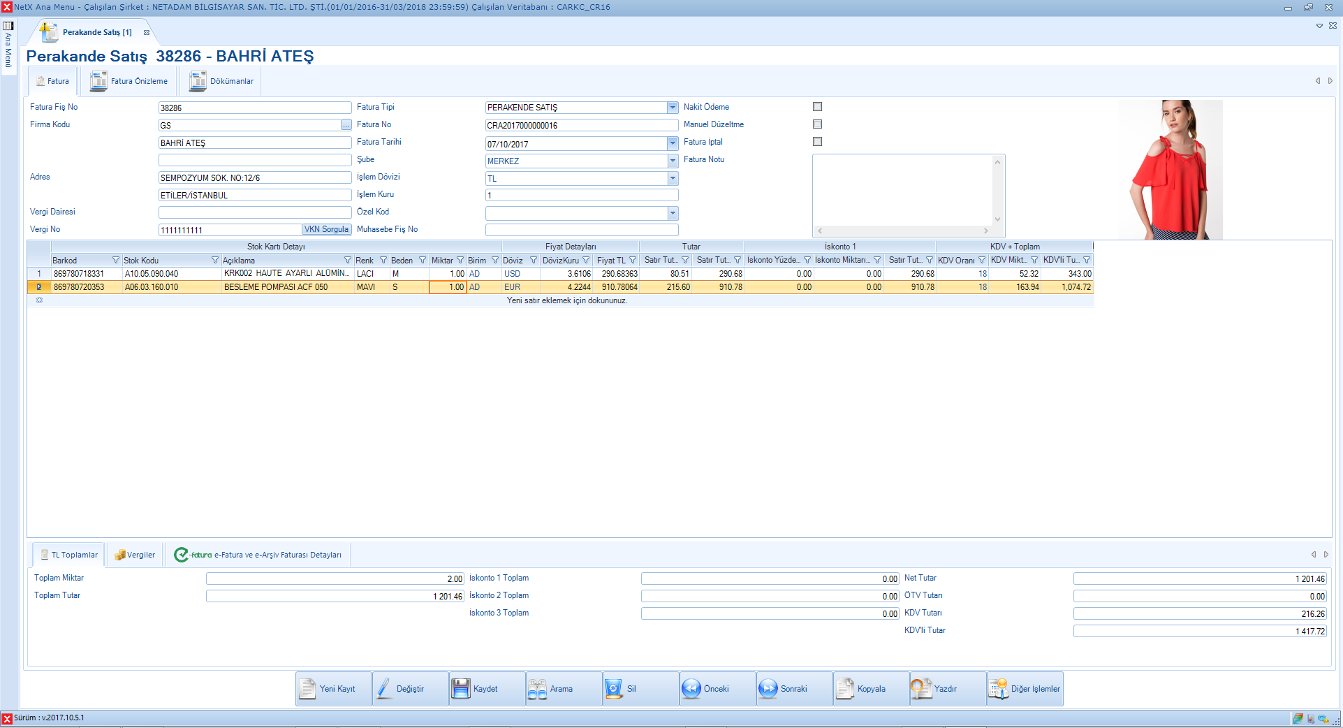 Perakende Satış Ekranı