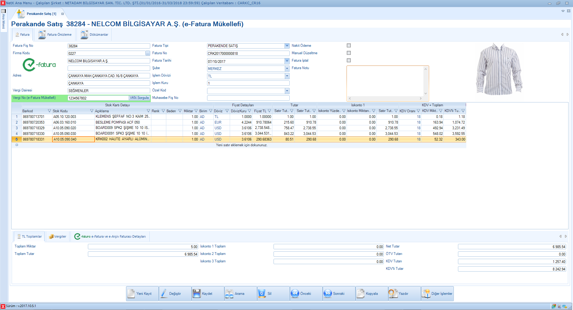 Perakende Satış Ekranında e-Fatura Hazırlama