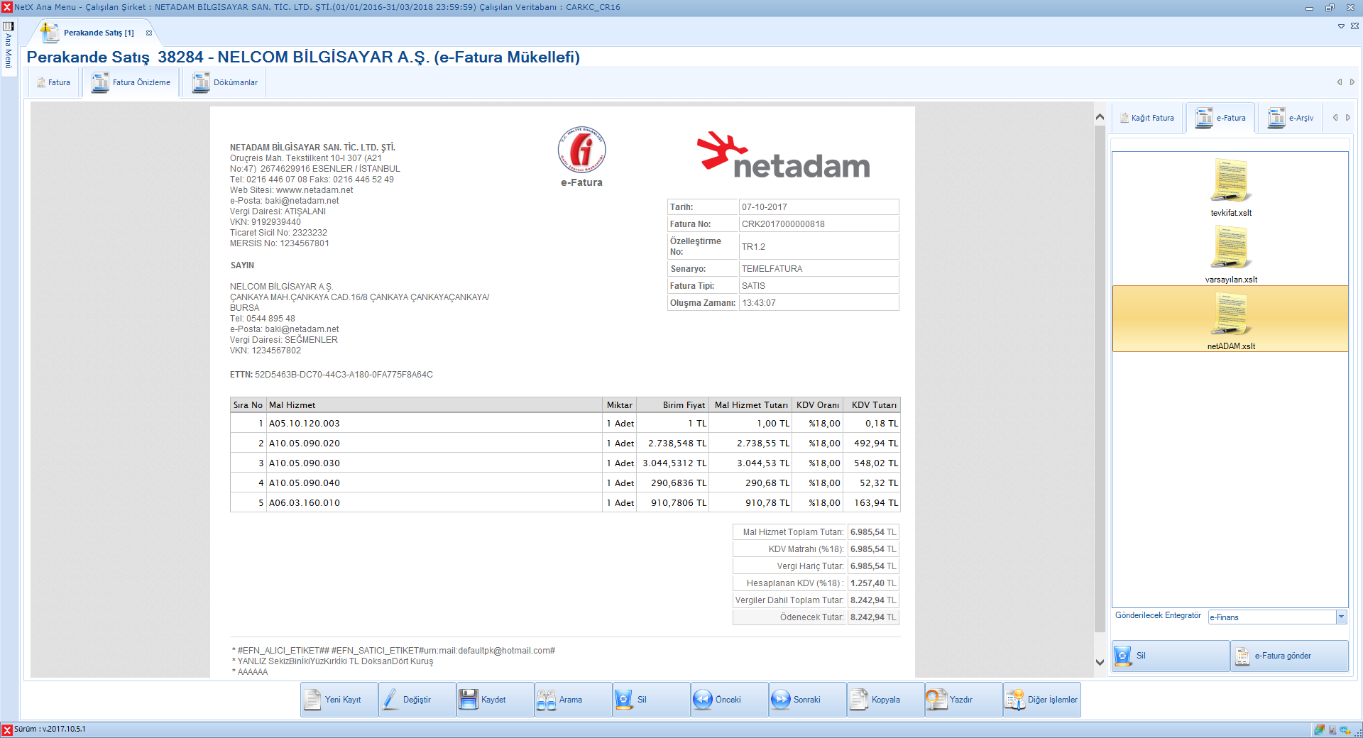 Perakende Satış Ekranında e-Fatura Gönderebilirsiniz