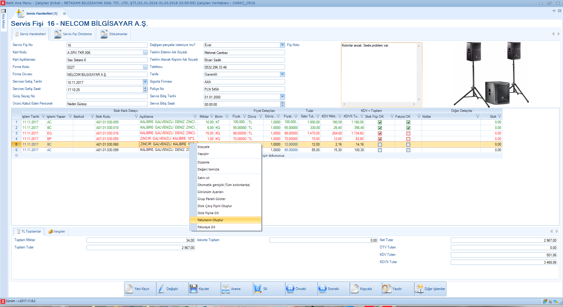 Servis Hareket Fişi