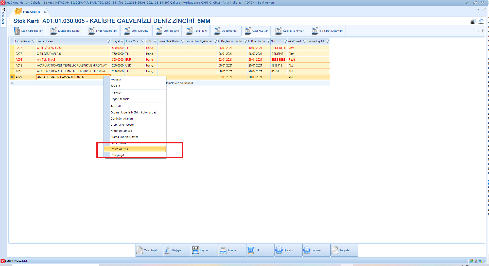 Servis Fişinden Fatura Oluşturma