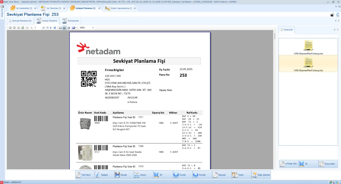 WMS Sipariş Toplama Formu Örneği