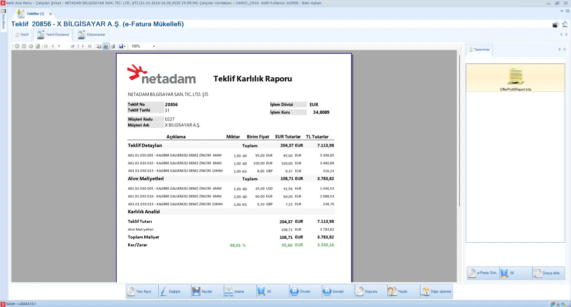 Teklif Karlılık Analizi