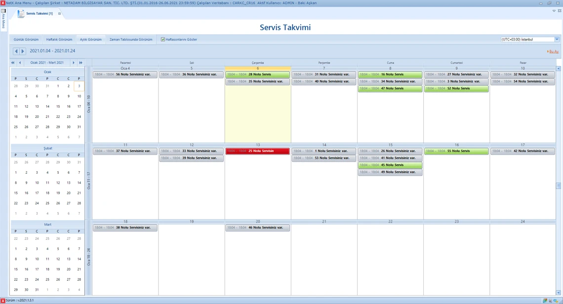 Servis İşleri Takvimi
