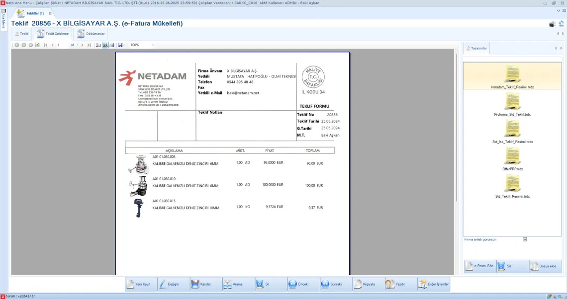 Ürün Resimli Teklif Formu Örneği