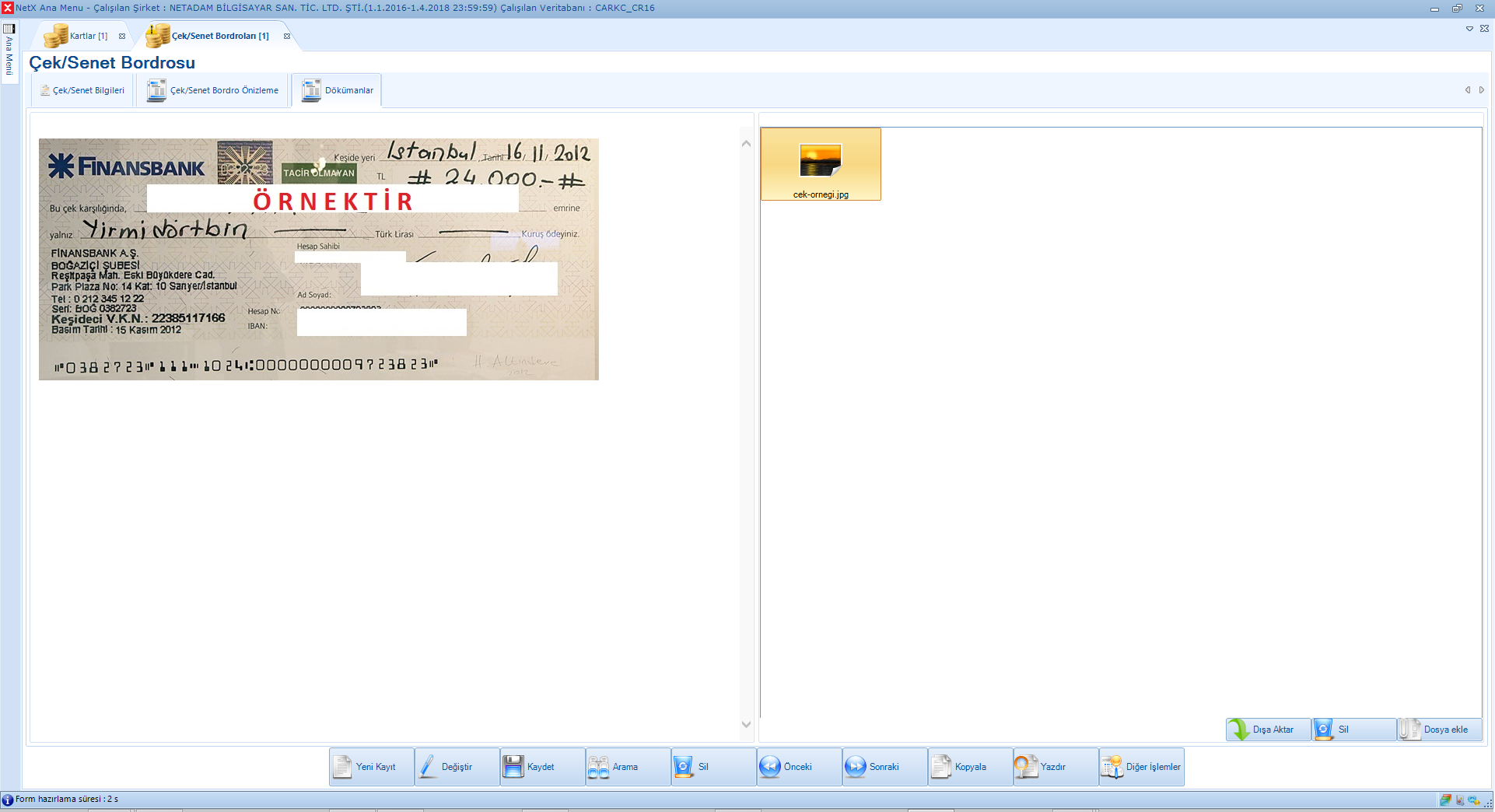 Çek Senet Resmi Ekleme