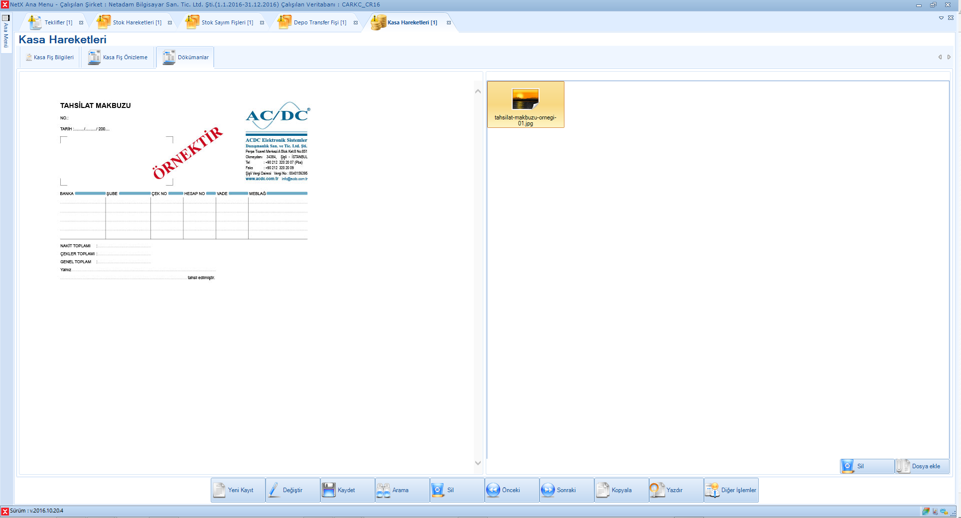 Kasa Fişine Döküman Ekleme