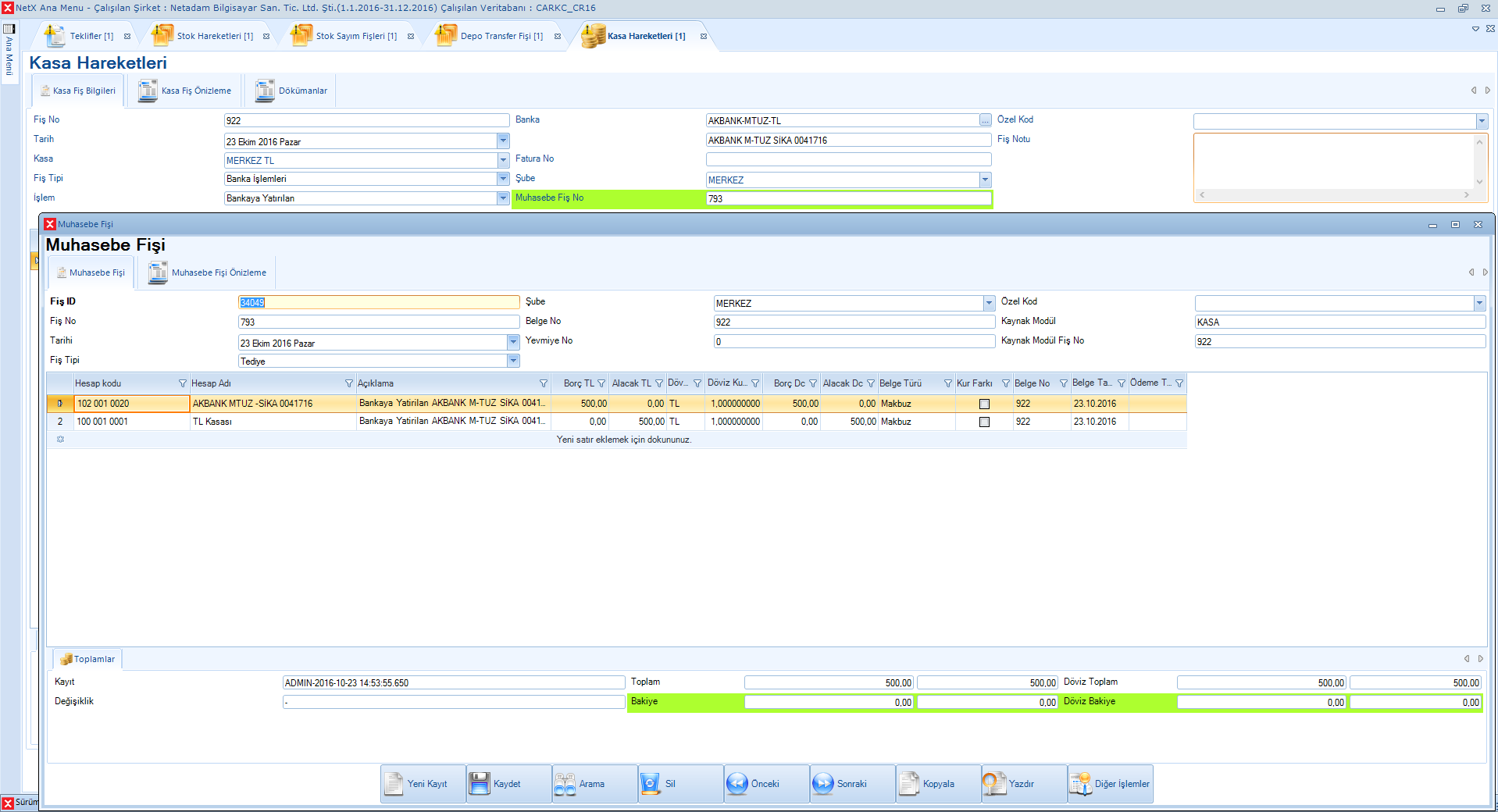 Kasa Fişi Muhasebe Fişi