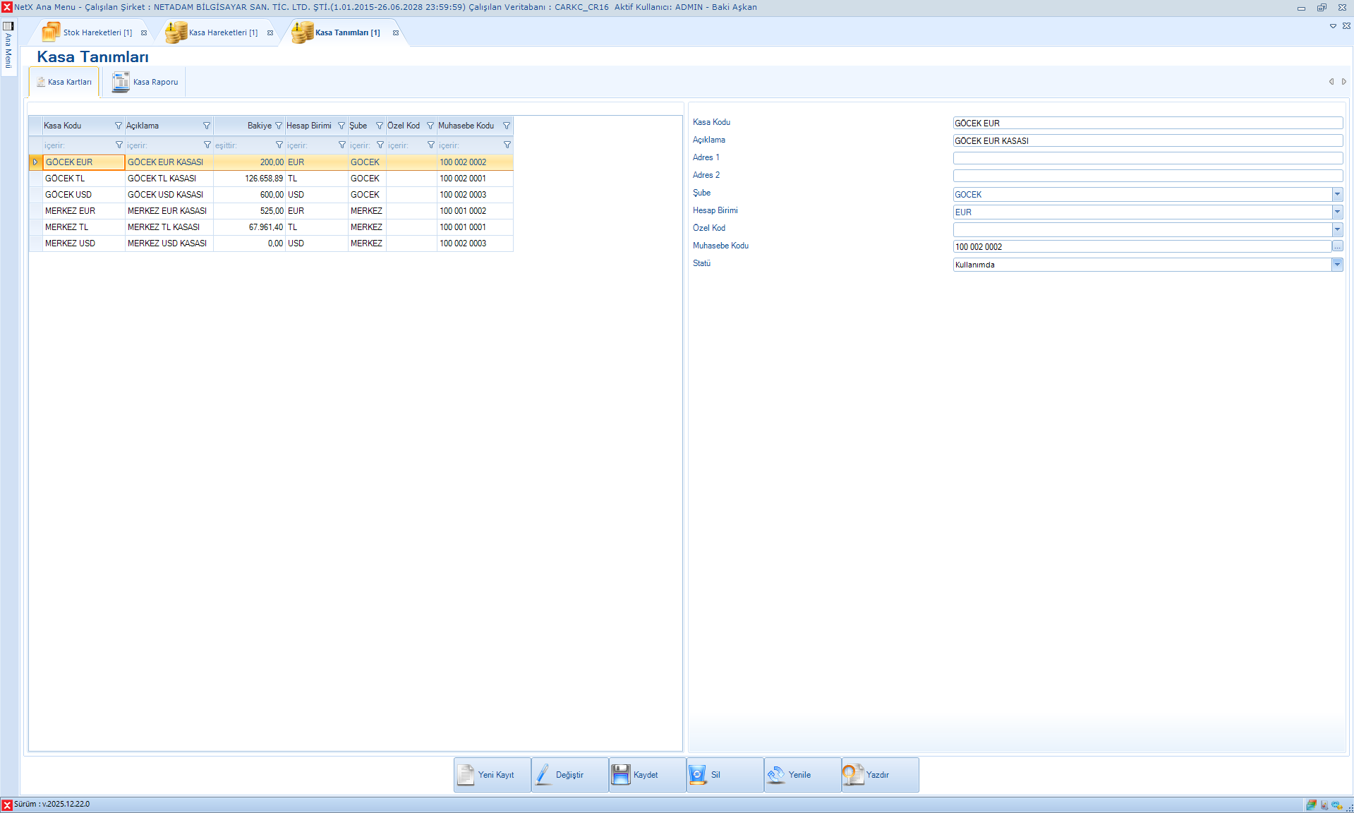 Tüm Kasa Tanımları