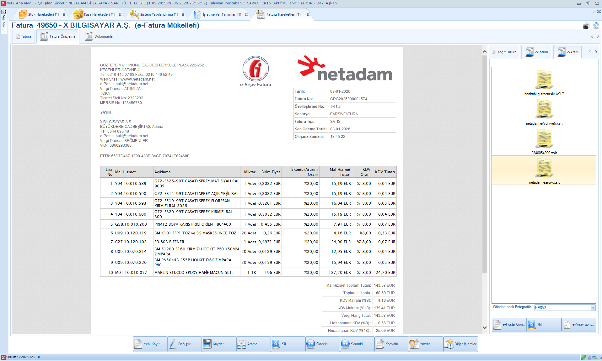 e-Arşiv Fatura Görüntüsü