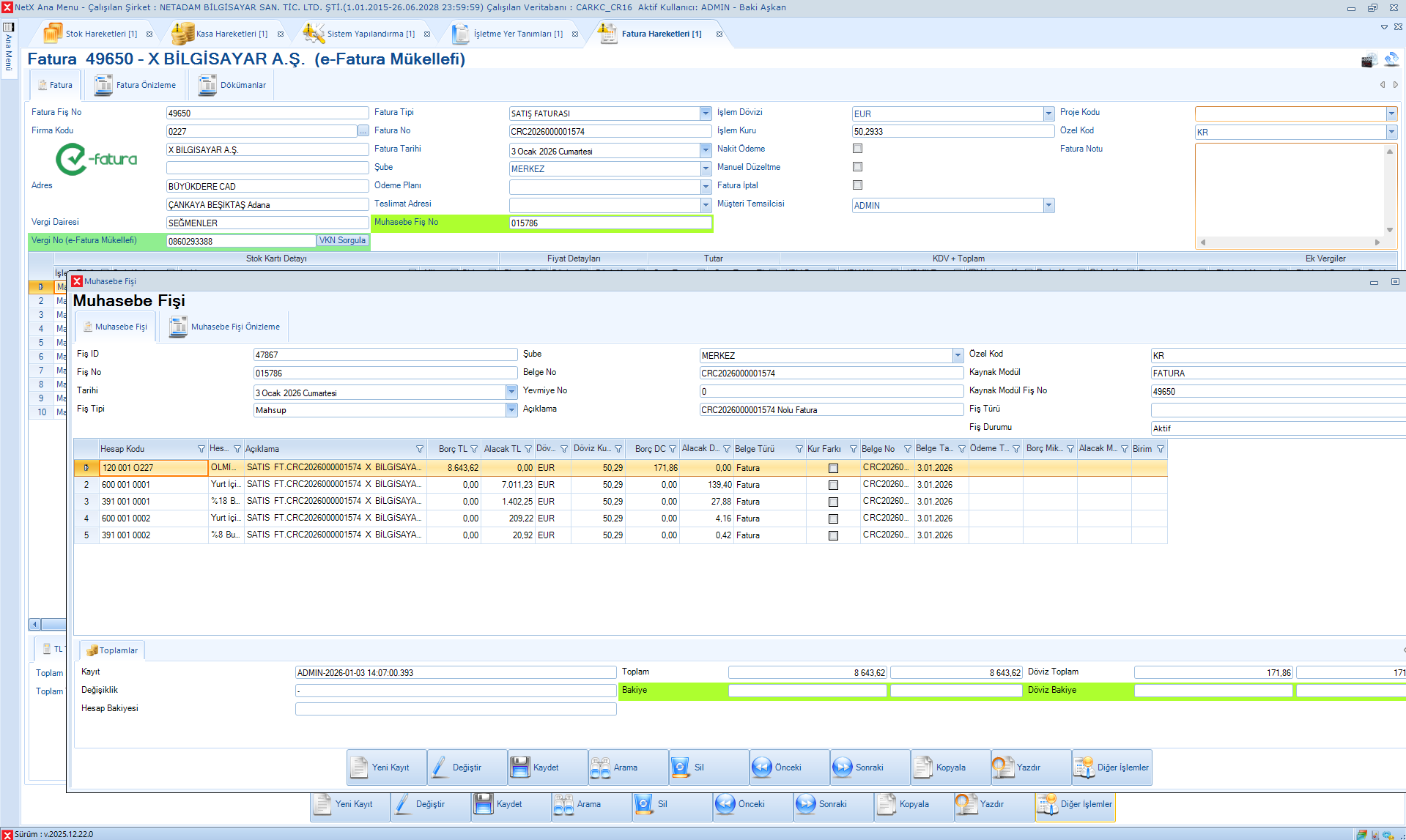 Fatura Muhasebeleştirme Örneği