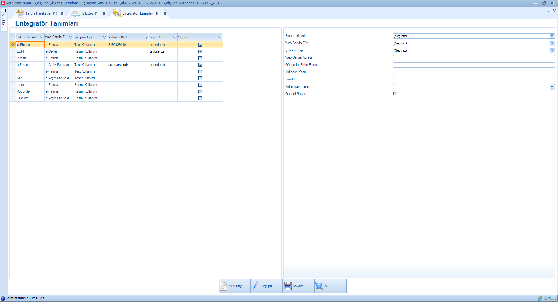 e-Defter Entegratörleri