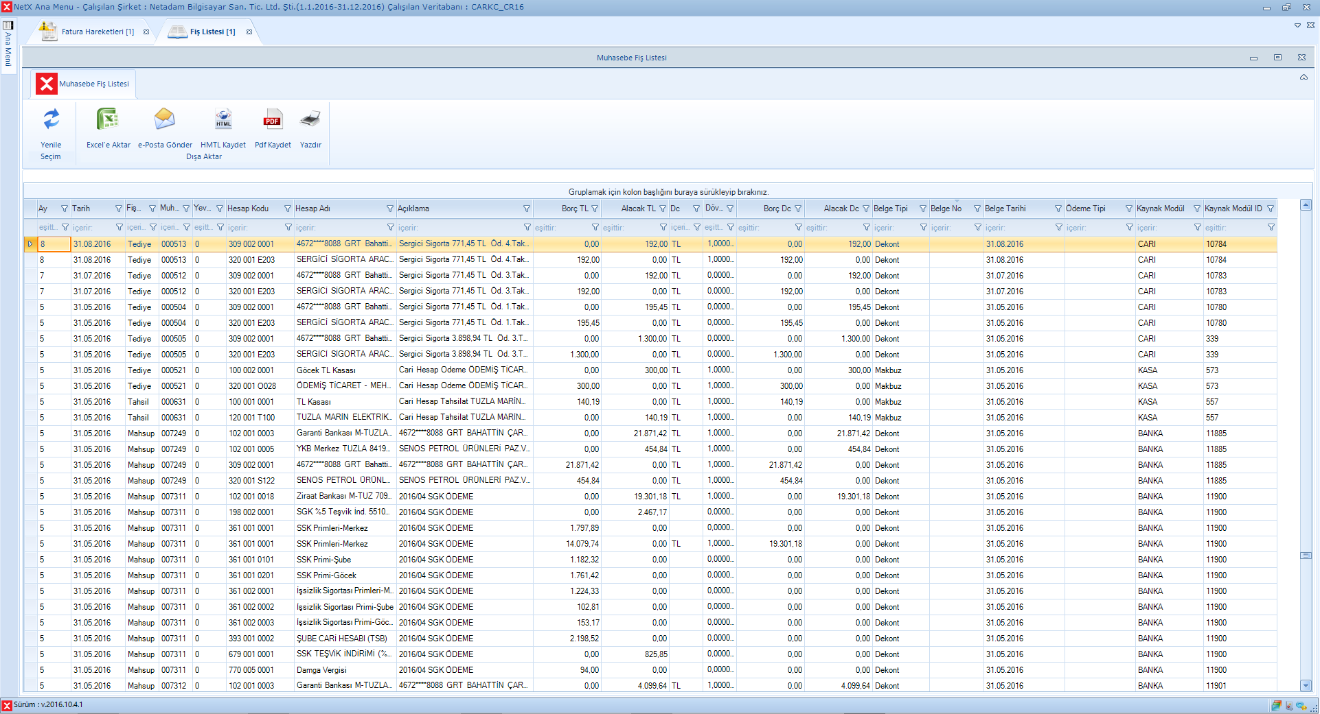 e-Defter Kurallarına Uygun Muhasebe Fiş Listesi